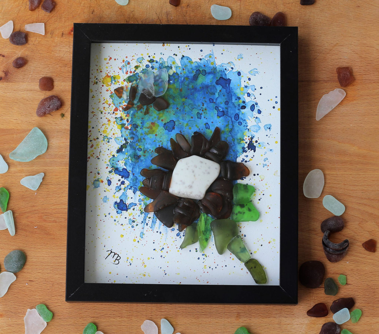 Handmade Sea Glass Painting - Sunny Bee