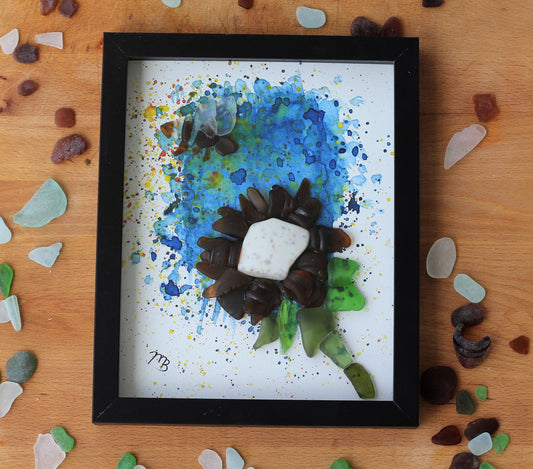 Handmade Sea Glass Painting - Sunny Bee