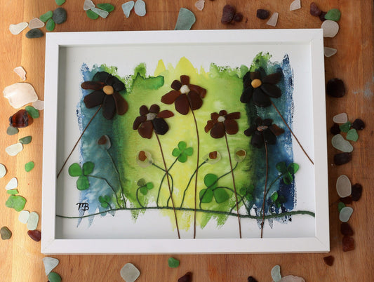 Handmade Sea Glass Painting - Green Thumb