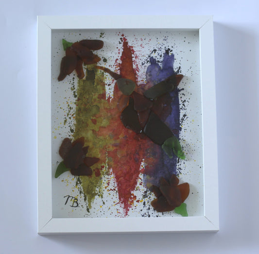 Handmade Sea Glass Art - Flight of the Hummingbird