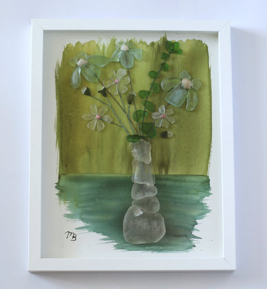 Handmade Sea Glass Painting - Peridot
