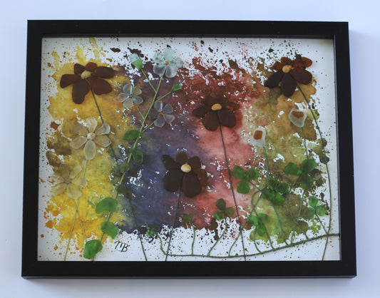Handmade Sea Glass Painting - Splash of Summer