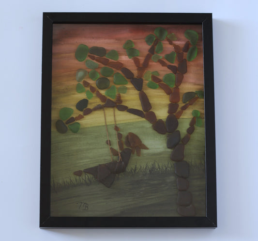 Handmade Sea Glass Painting - Summer Vibes