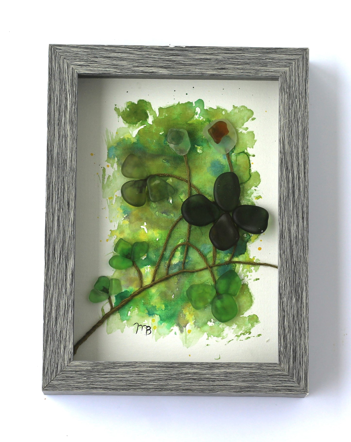 Handmade Sea Glass Painting - Good Luck