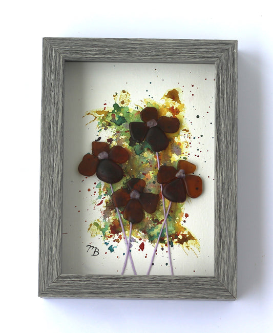 Handmade Sea Glass Painting - Pensive