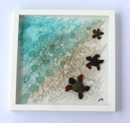 Handmade Sea Glass Art - Race to the Finish