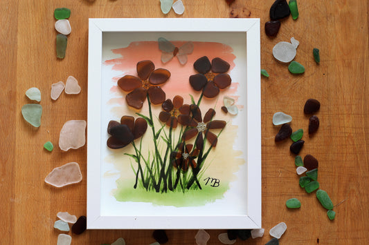 Handmade Sea Glass Art - Butterfly Paradise
