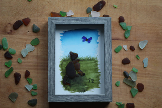 Handmade Sea Glass Painting - Contemplating