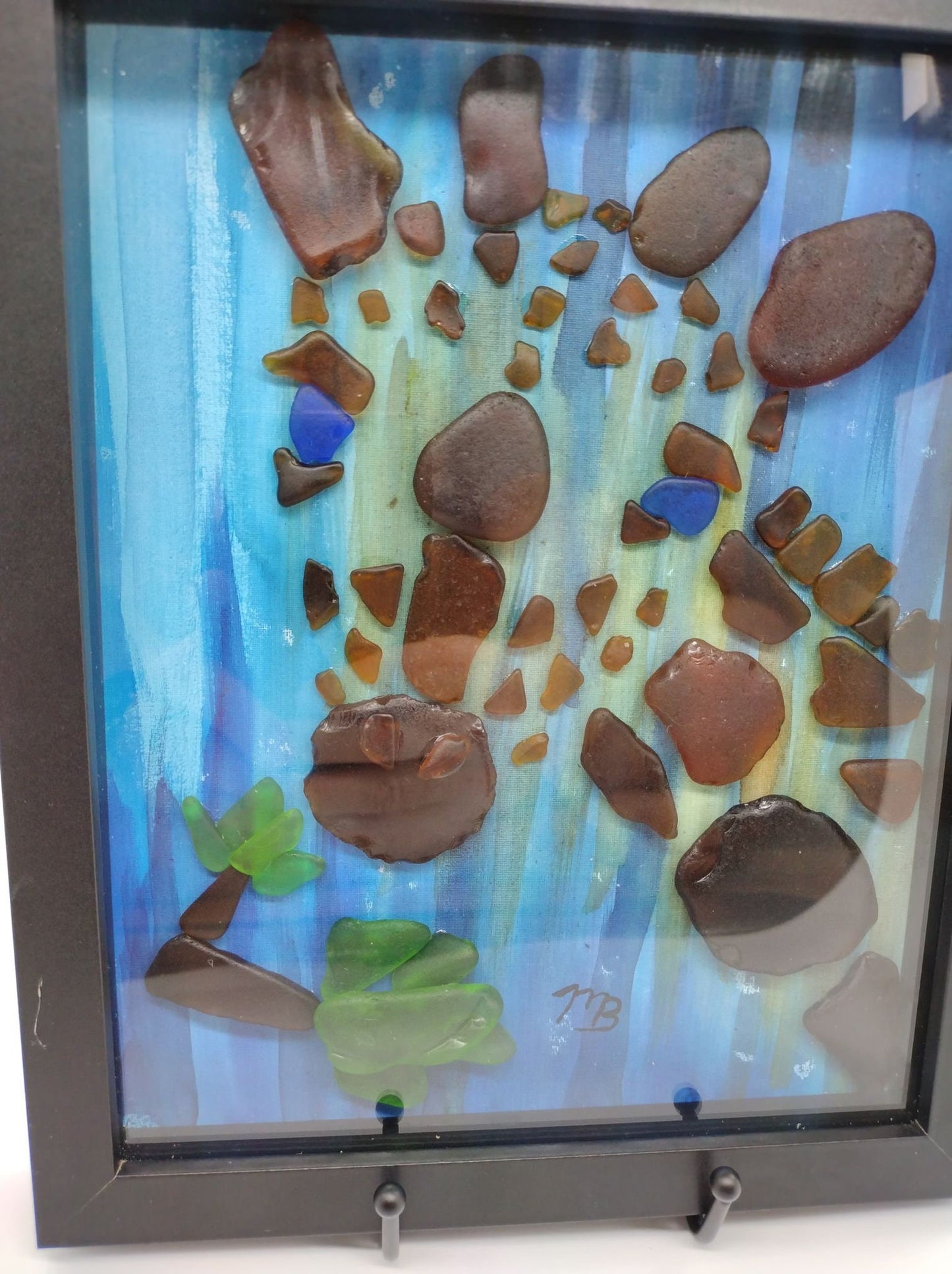 Handmade Sea Glass Painting - Giraffe Mosaic