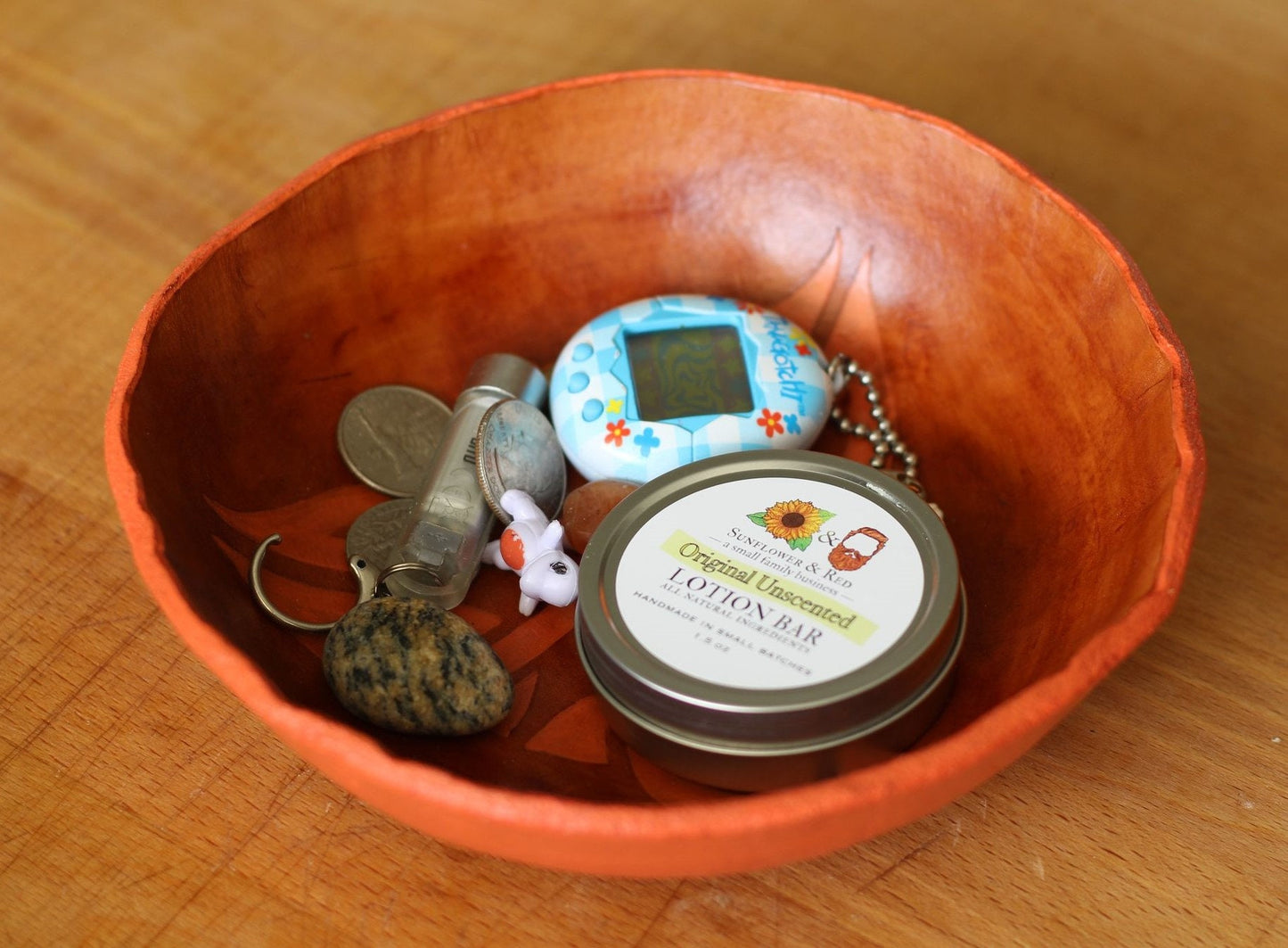 Leather Bowl Gaelic Pattern - Salmon Pink and Brown
