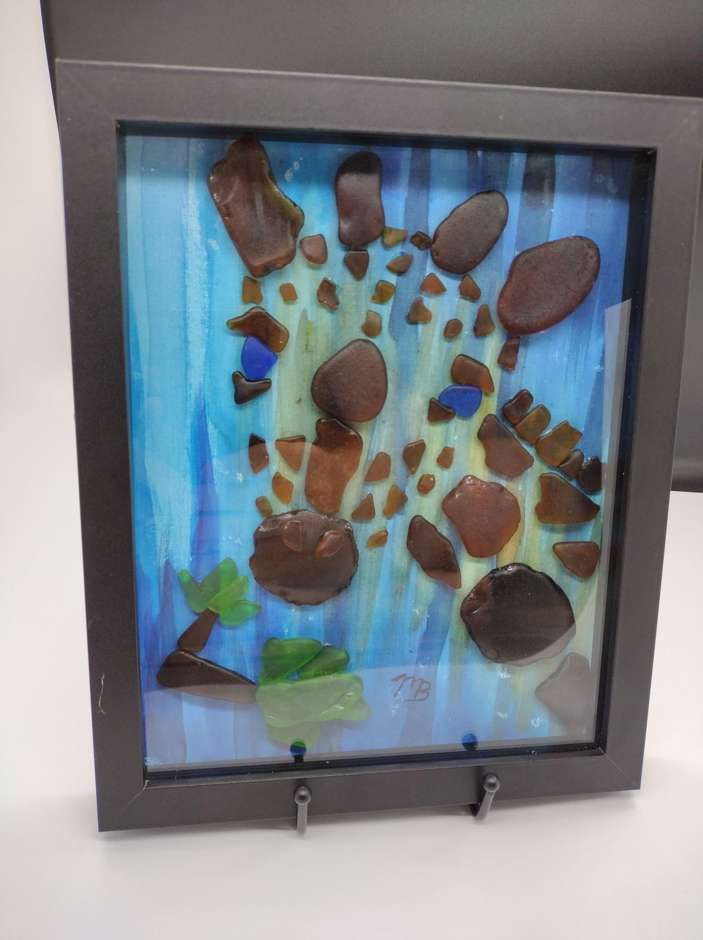 Handmade Sea Glass Painting - Giraffe Mosaic