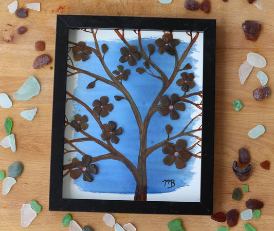 Handmade Sea Glass Painting - Out Of The Blue