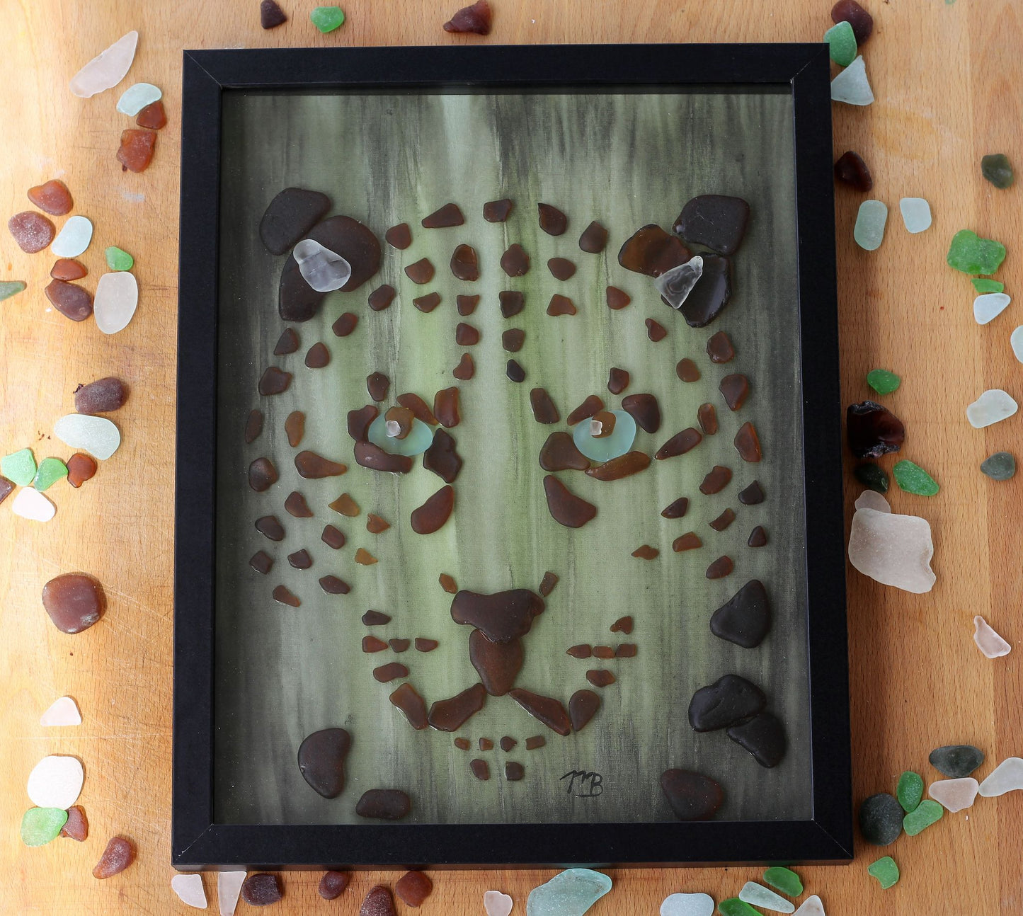 Handmade Sea Glass Painting - A Leopard Never Changes Its Spots