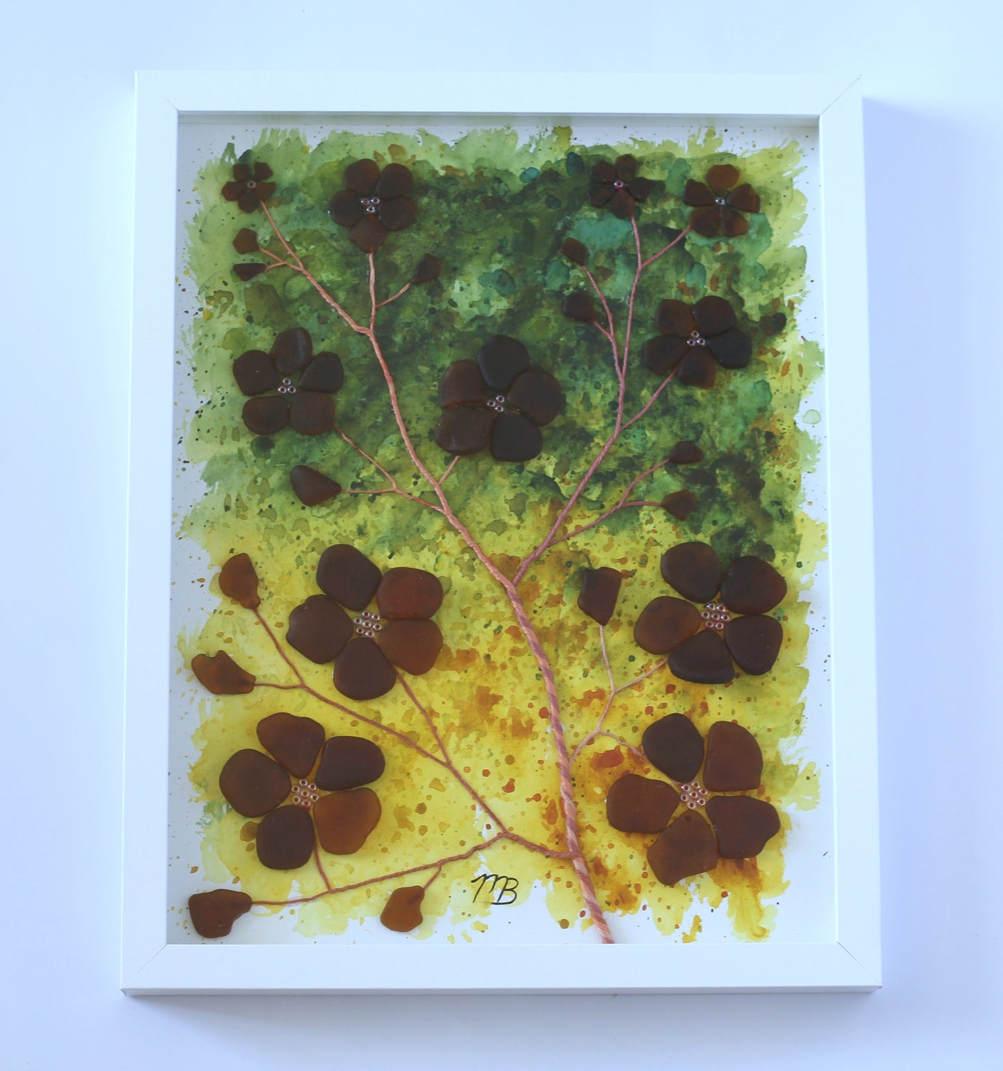 Handmade Sea Glass Painting - Through The Branches
